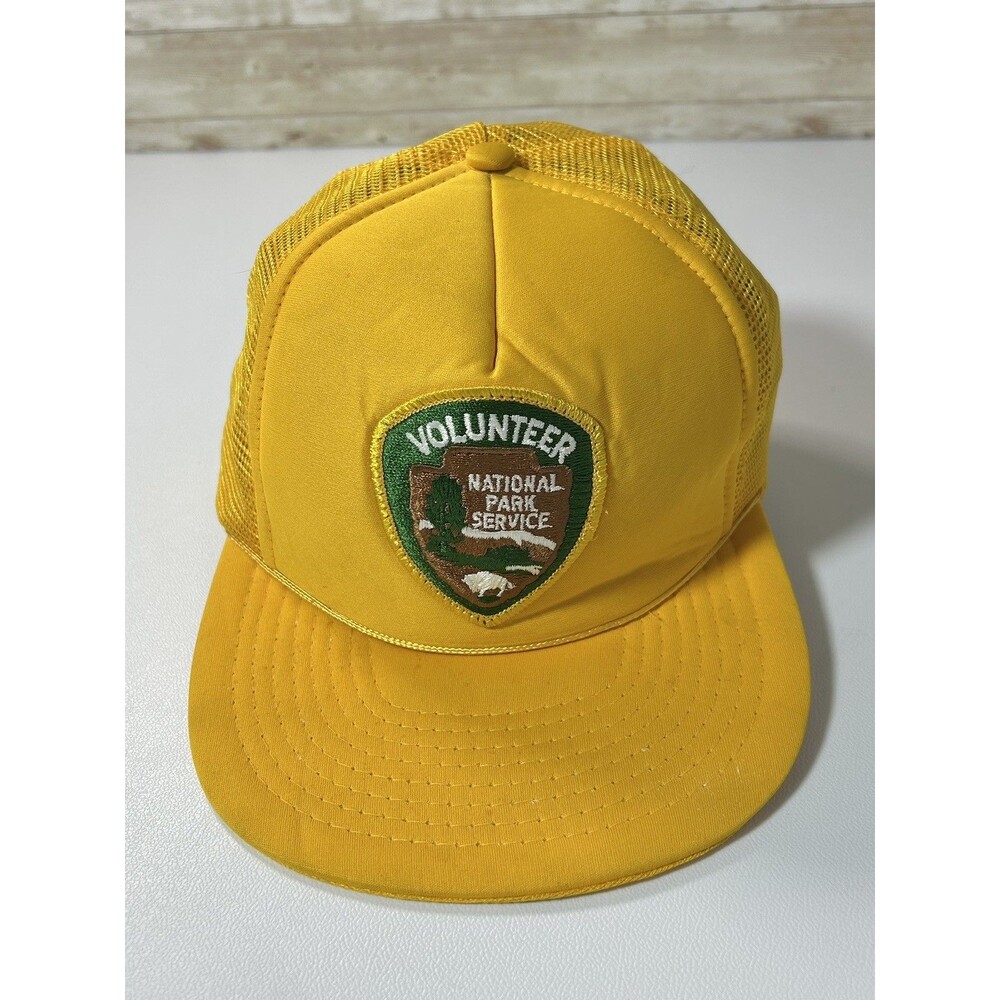 Vintage Yellow National Park Service Volunteer Trucker Hat Snapback